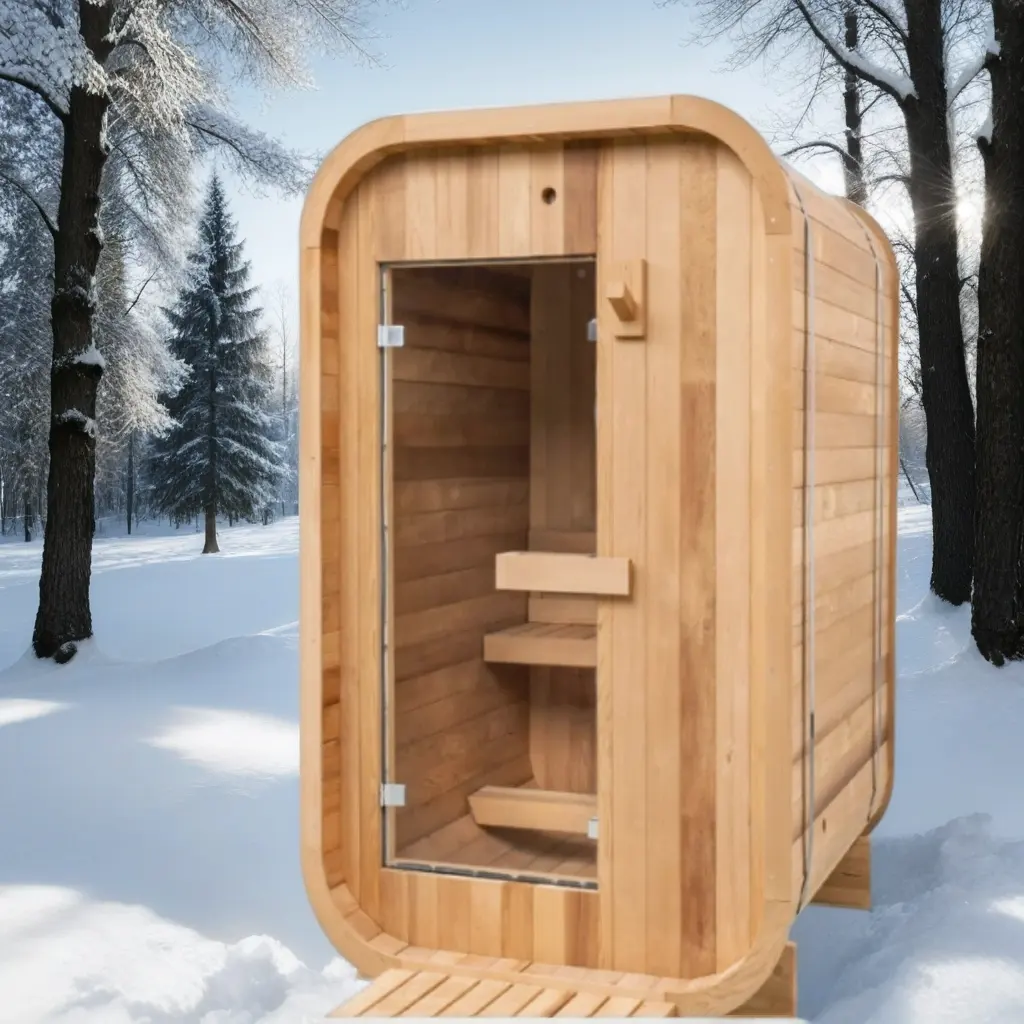 Two-Person Cedar Sauna with Rounded Glass Entry product image