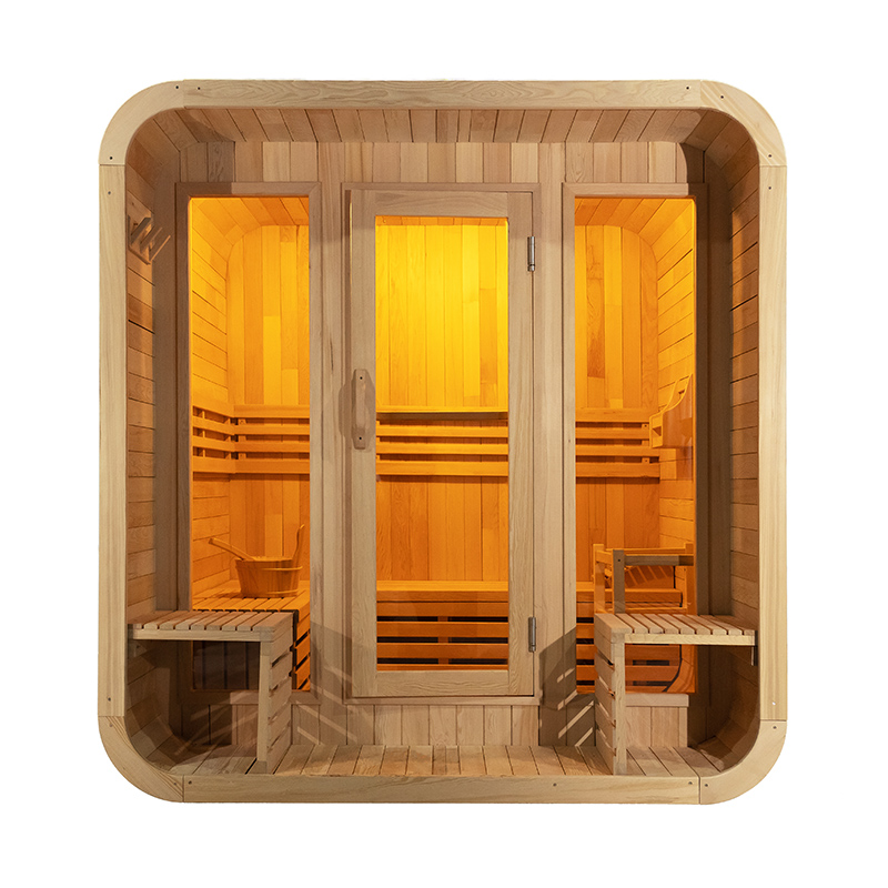 Four-Person Rounded Cube Sauna with Full-Glass Front CSA-859 reference view 2