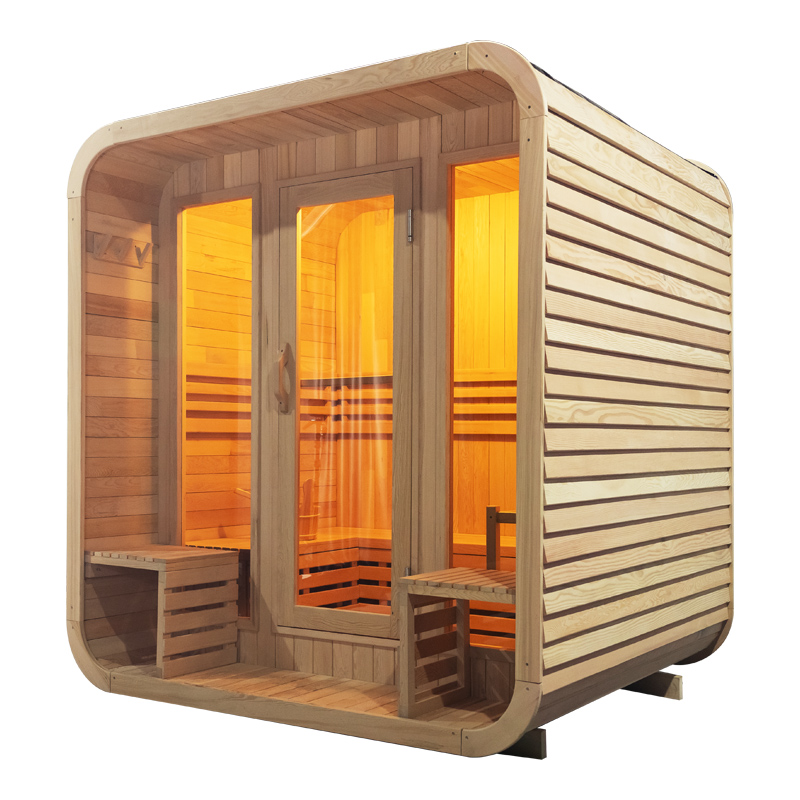 Four-Person Rounded Cube Sauna with Full-Glass Front CSA-859 reference view 3