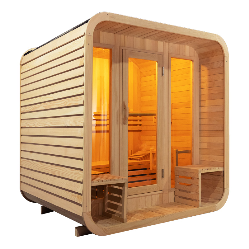 Four-Person Rounded Cube Sauna with Full-Glass Front CSA-859 reference view 4
