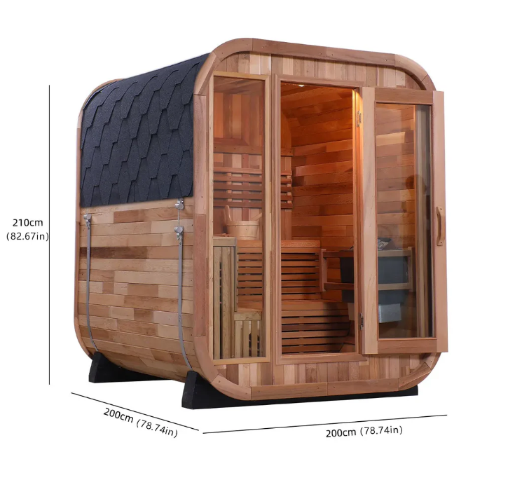 Compact Rounded Outdoor Sauna with Shingle Roof CSA-861 reference view 5