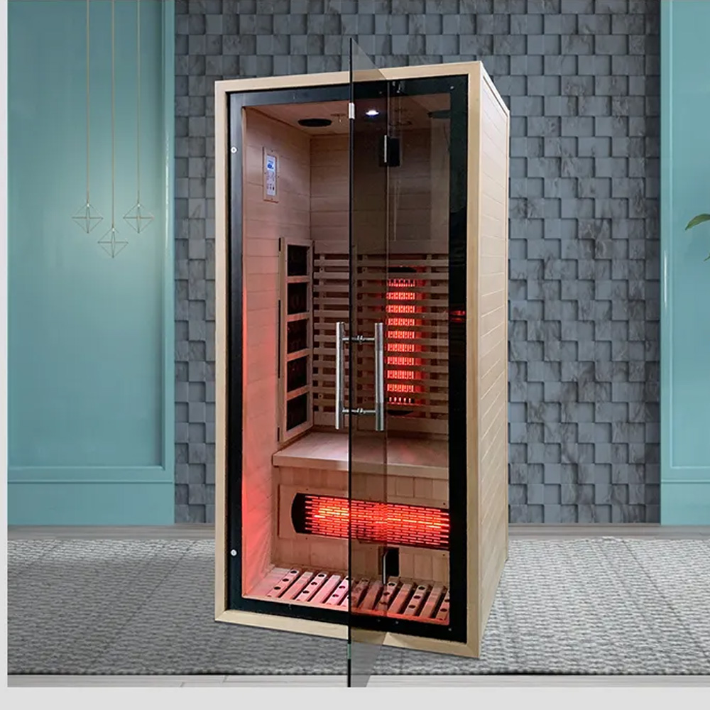 One-Person Full-Glass Infrared Sauna with Black Trim CSA-864 reference view 3