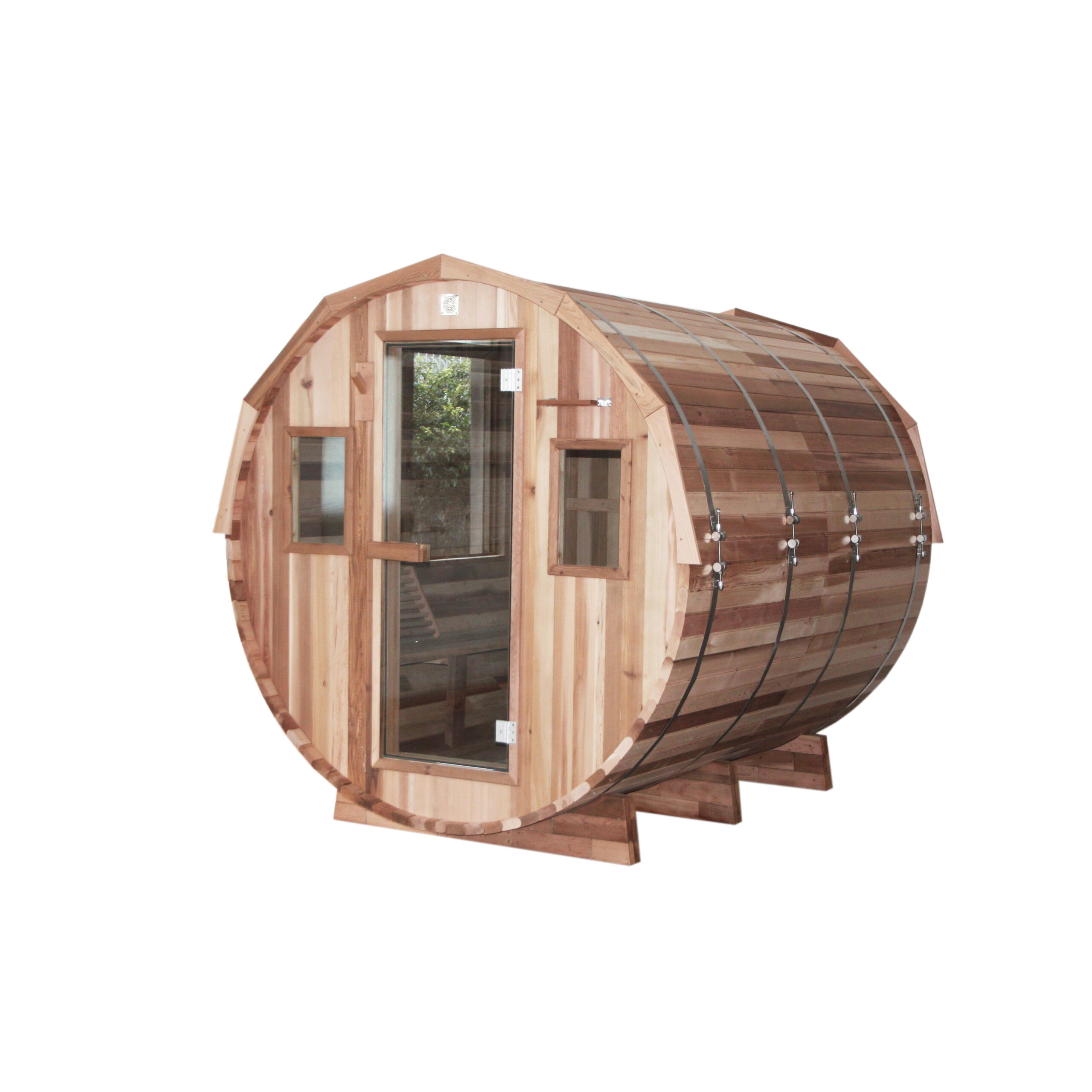 Outdoor Barrel Sauna with Side Windows and Glass Door product image