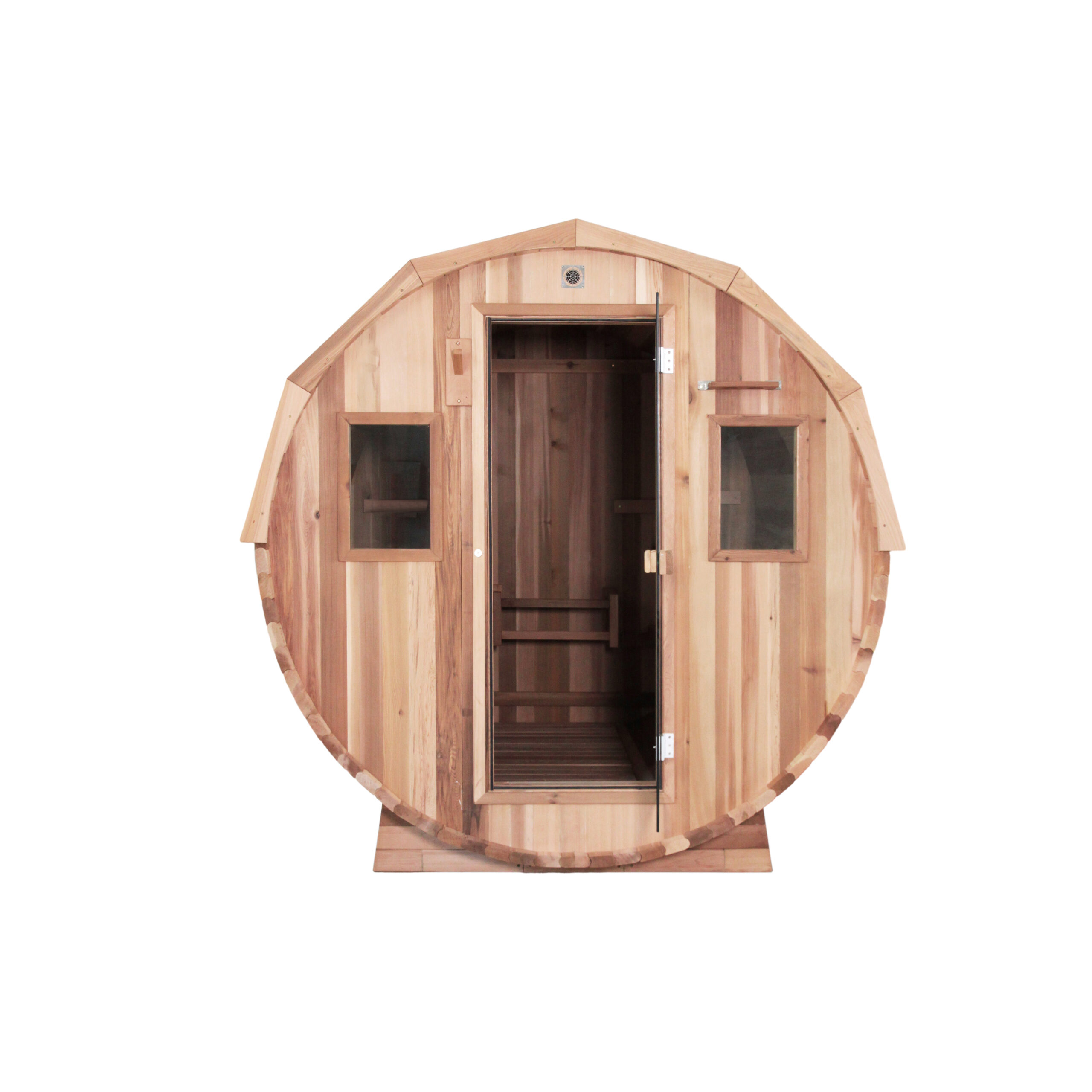 Outdoor Barrel Sauna with Side Windows and Glass Door CSA-865 reference view 2