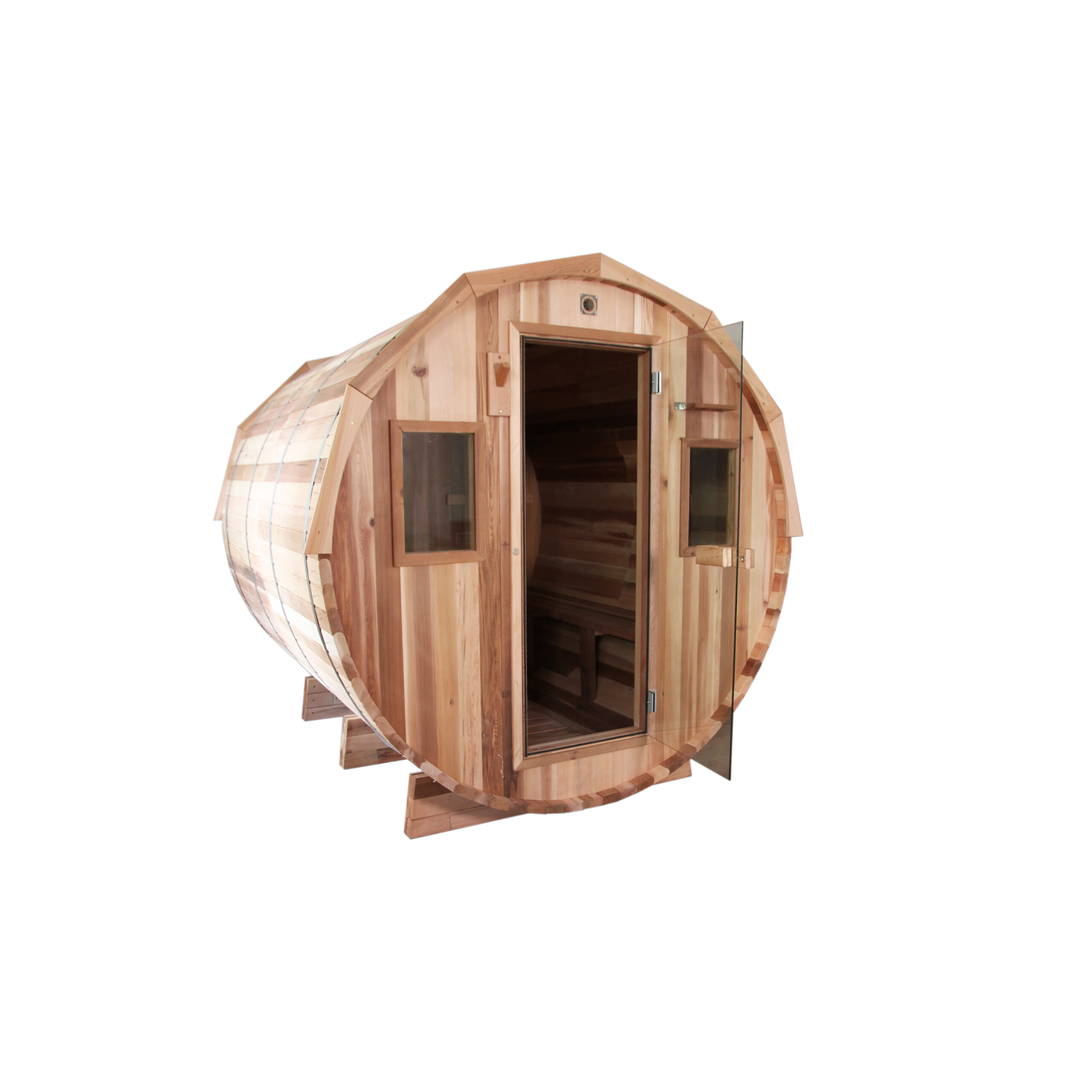 Outdoor Barrel Sauna with Side Windows and Glass Door CSA-865 reference view 3