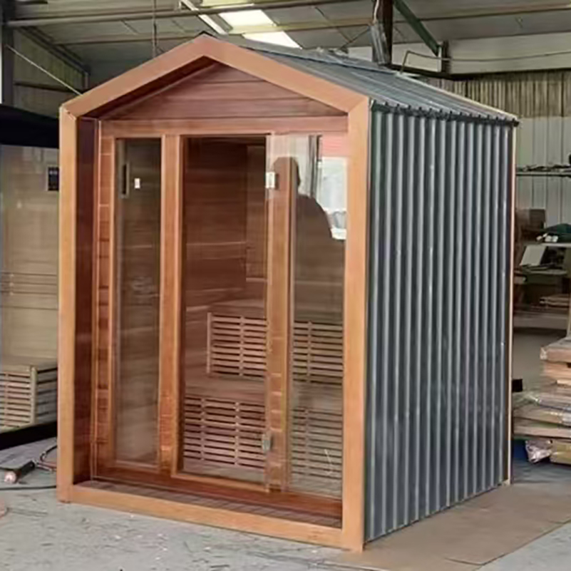 Black Gable Sauna Cabin with Front Porch Seats CSA-866 reference view 4