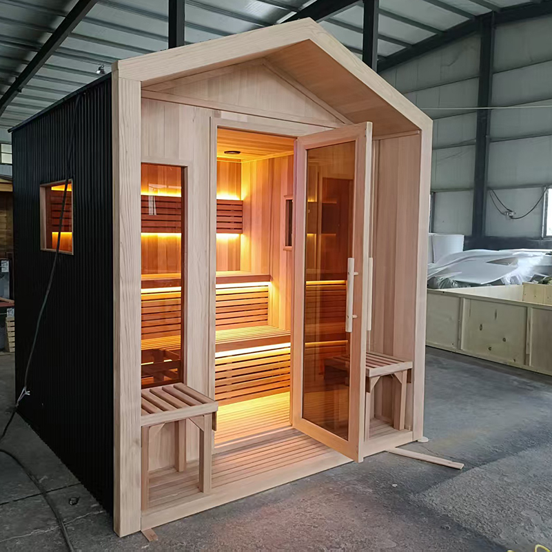 Black Gable Sauna Cabin with Front Porch Seats CSA-866 reference view 5