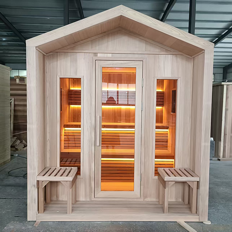 Black Gable Sauna Cabin with Front Porch Seats CSA-866 reference view 6