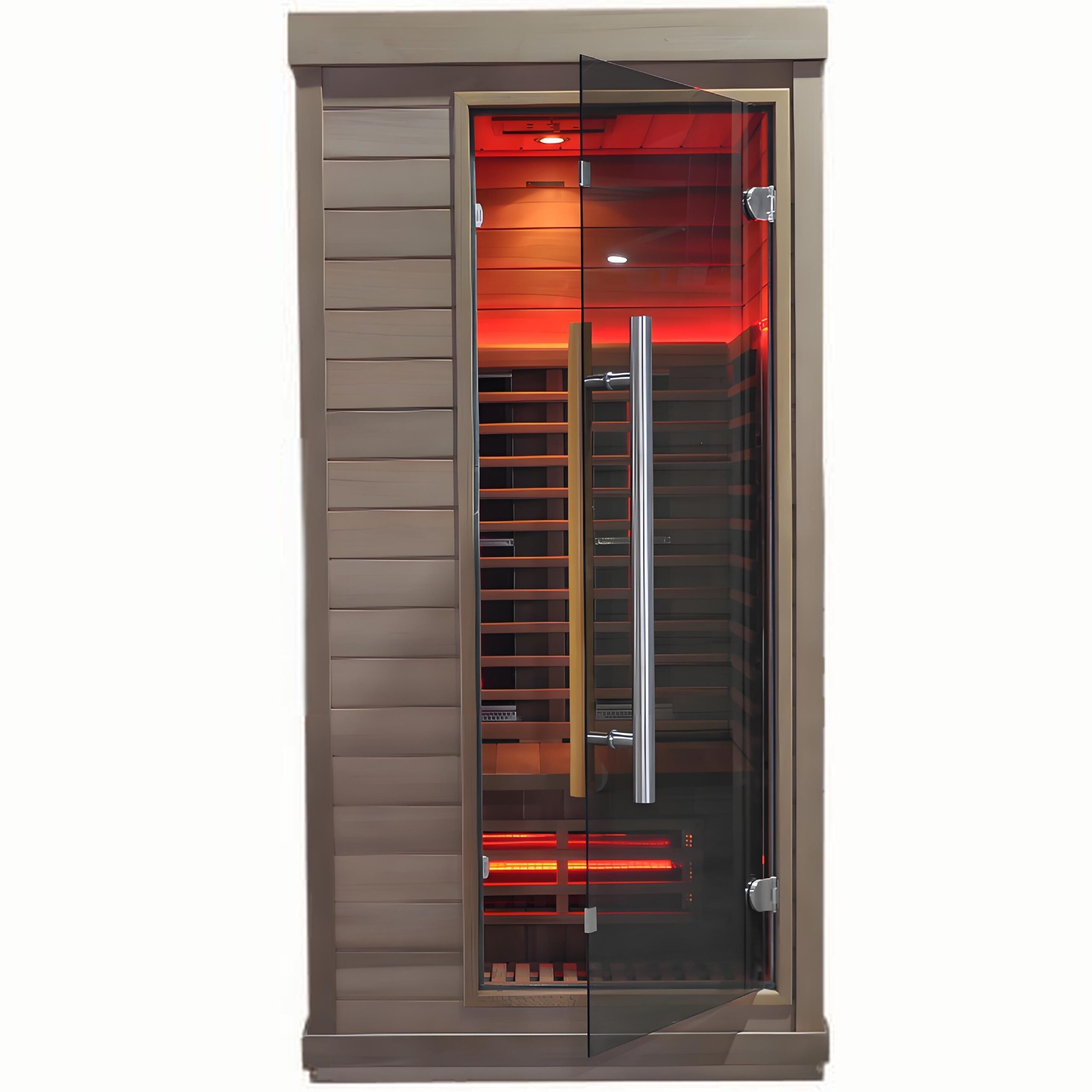 One-Person Gray Infrared Sauna with Red-Light Panels product image