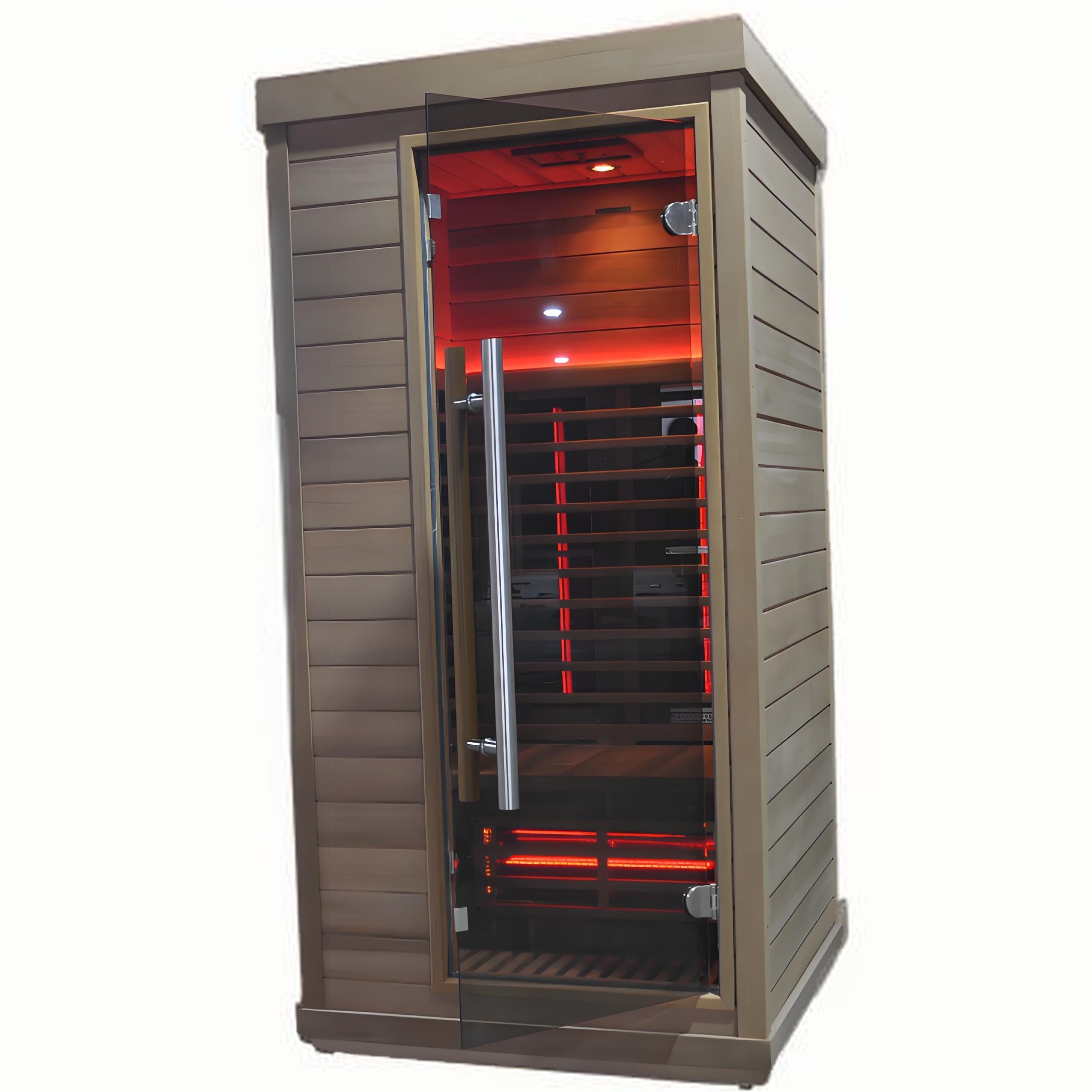 One-Person Gray Infrared Sauna with Red-Light Panels CSA-867 reference view 2