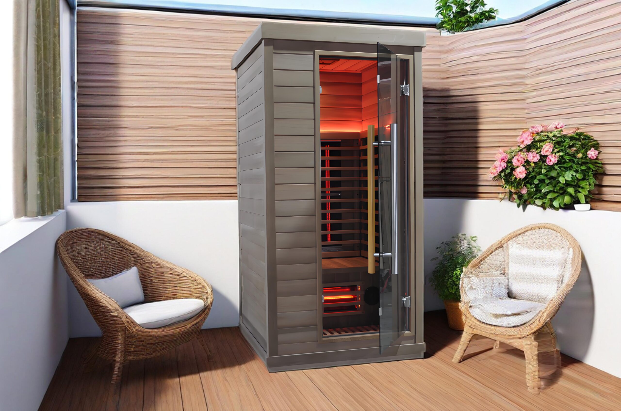 One-Person Gray Infrared Sauna with Red-Light Panels CSA-867 reference view 6