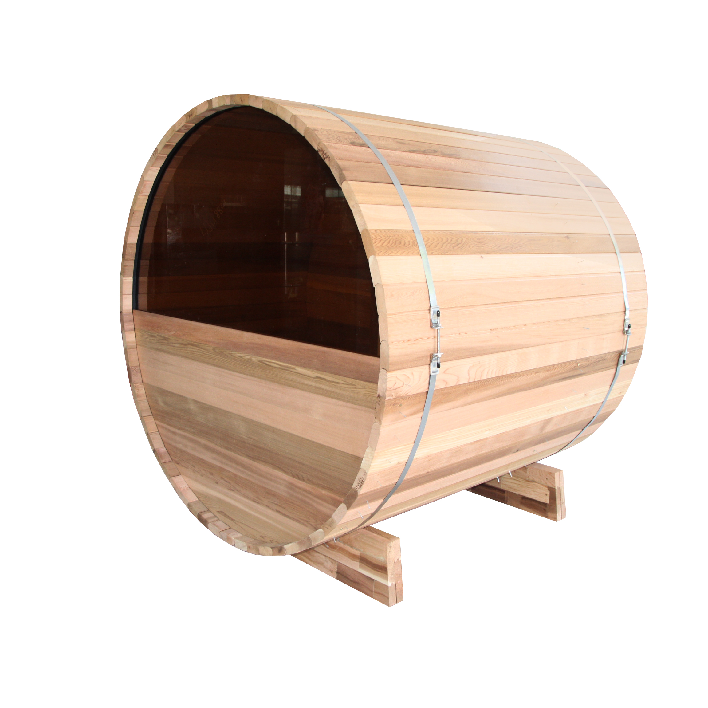 Half-Panoramic Barrel Sauna with Open Front Bench CSA-869 reference view 2