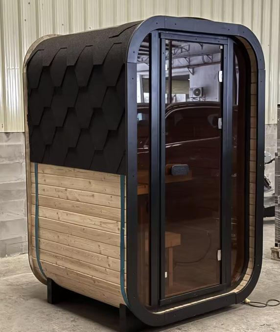 Compact Rounded Outdoor Sauna with Full-Glass Door product image