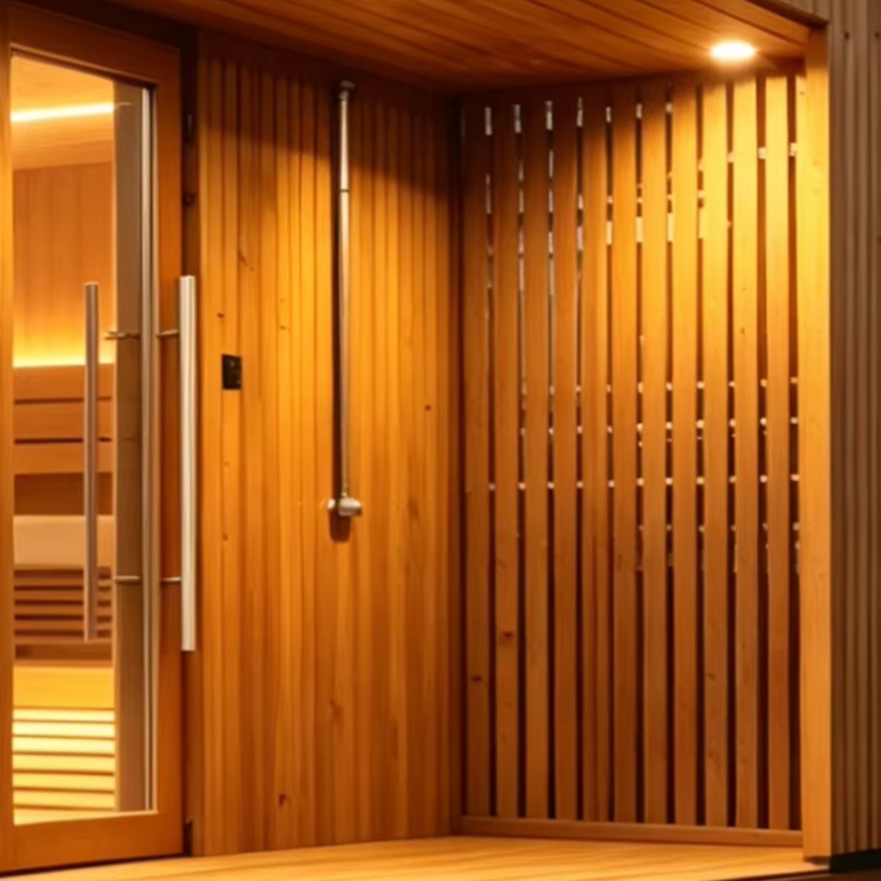 Cedar Sauna Cabin with Covered Porch and Privacy Screen CSA-872 reference view 5