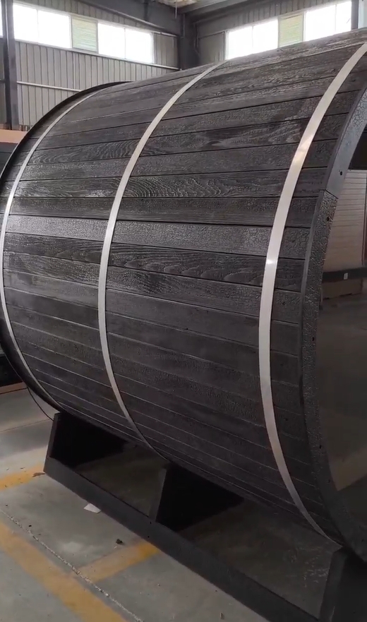 Dark Thermowood Barrel Sauna with Full-Glass Entry CSA-878 reference view 3