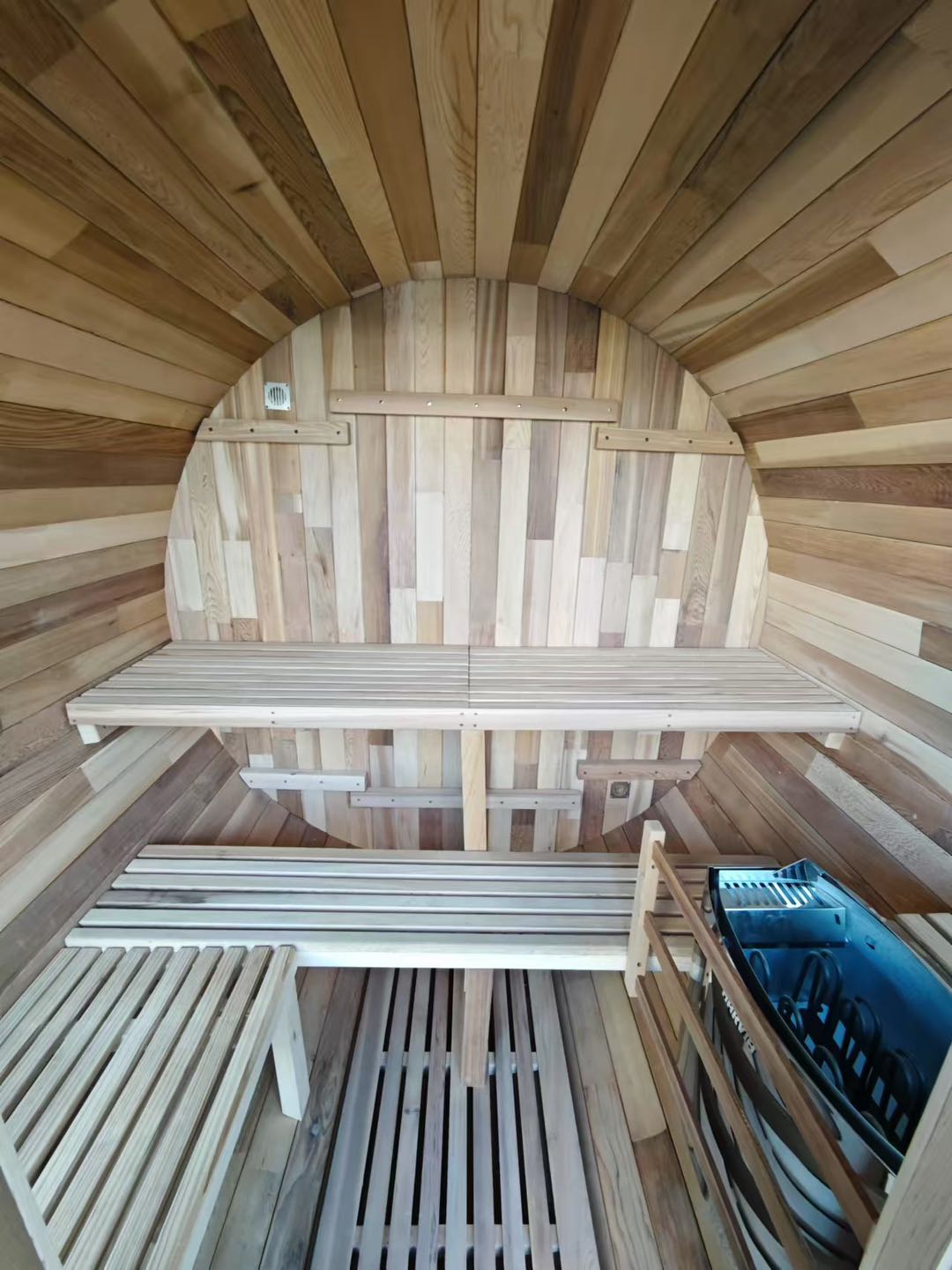 Dark Thermowood Barrel Sauna with Full-Glass Entry CSA-878 reference view 5