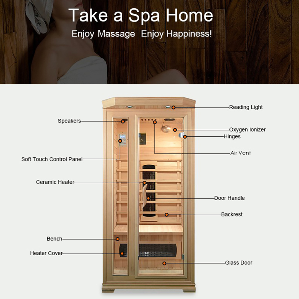 One-Person Compact Infrared Sauna with Glass Door CSA-885 reference view 5