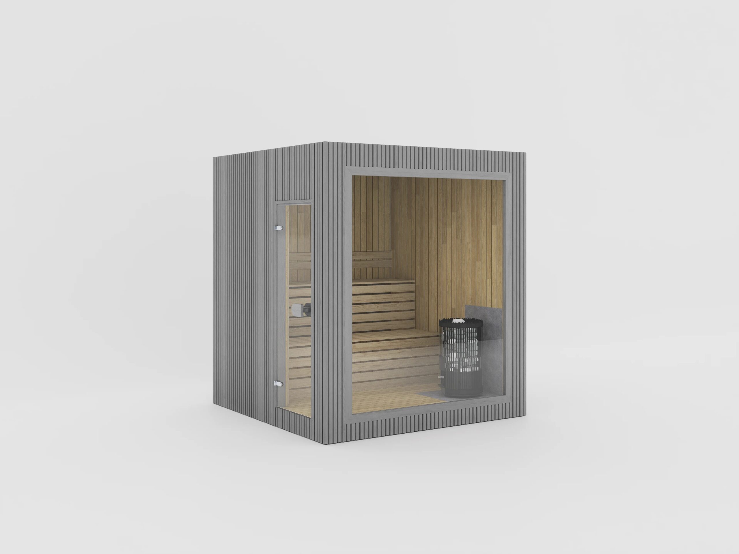 Compact Cube Sauna with Full Glass Front product image
