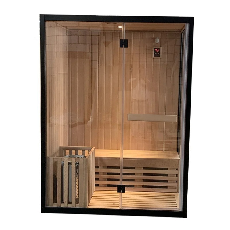 Black-Frame Indoor Sauna with Full Glass Door CSA-887 reference view 2