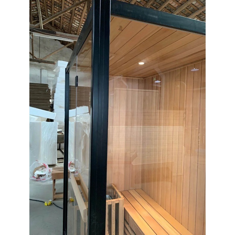 Black-Frame Indoor Sauna with Full Glass Door CSA-887 reference view 3