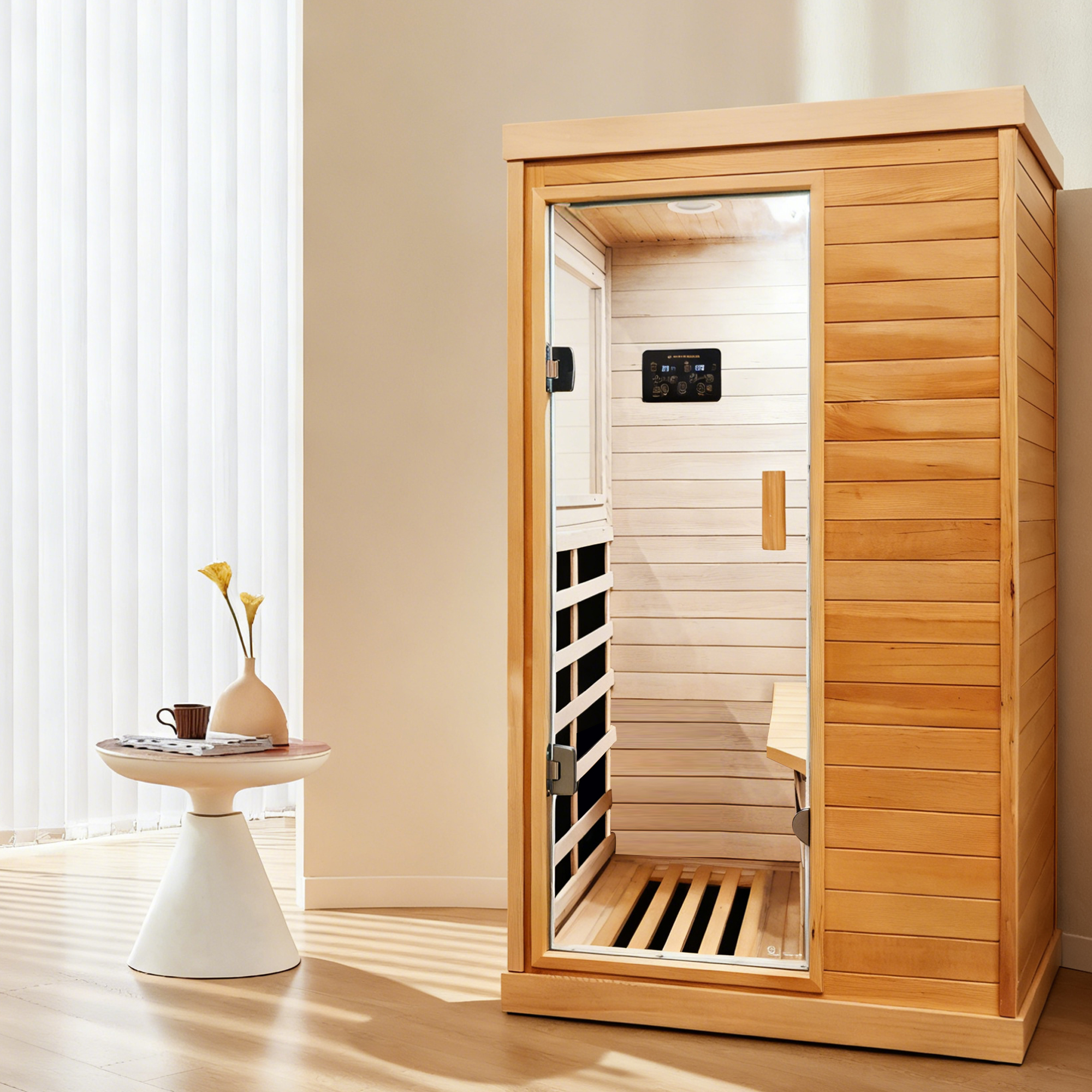 One-Person Hemlock Infrared Sauna with Red Light product image