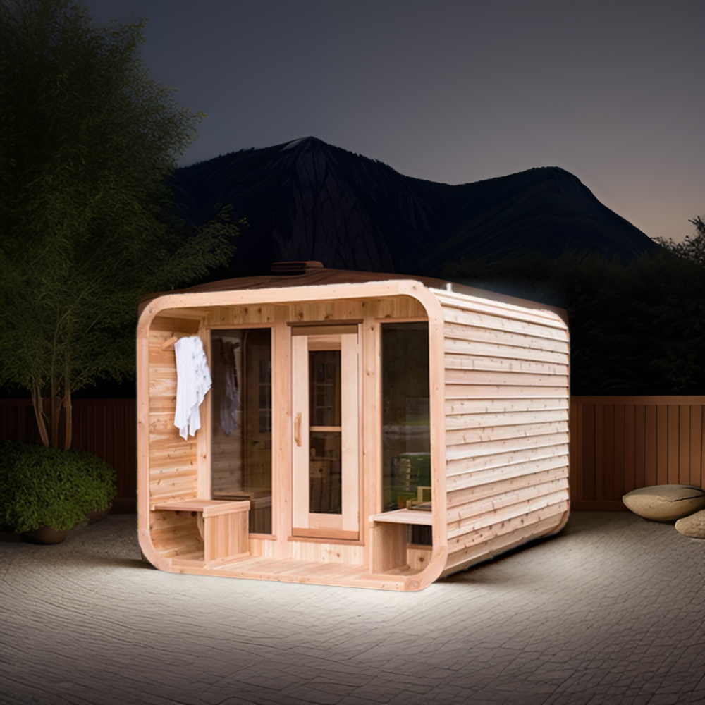 Rounded Outdoor Sauna with Twin Side Benches product image