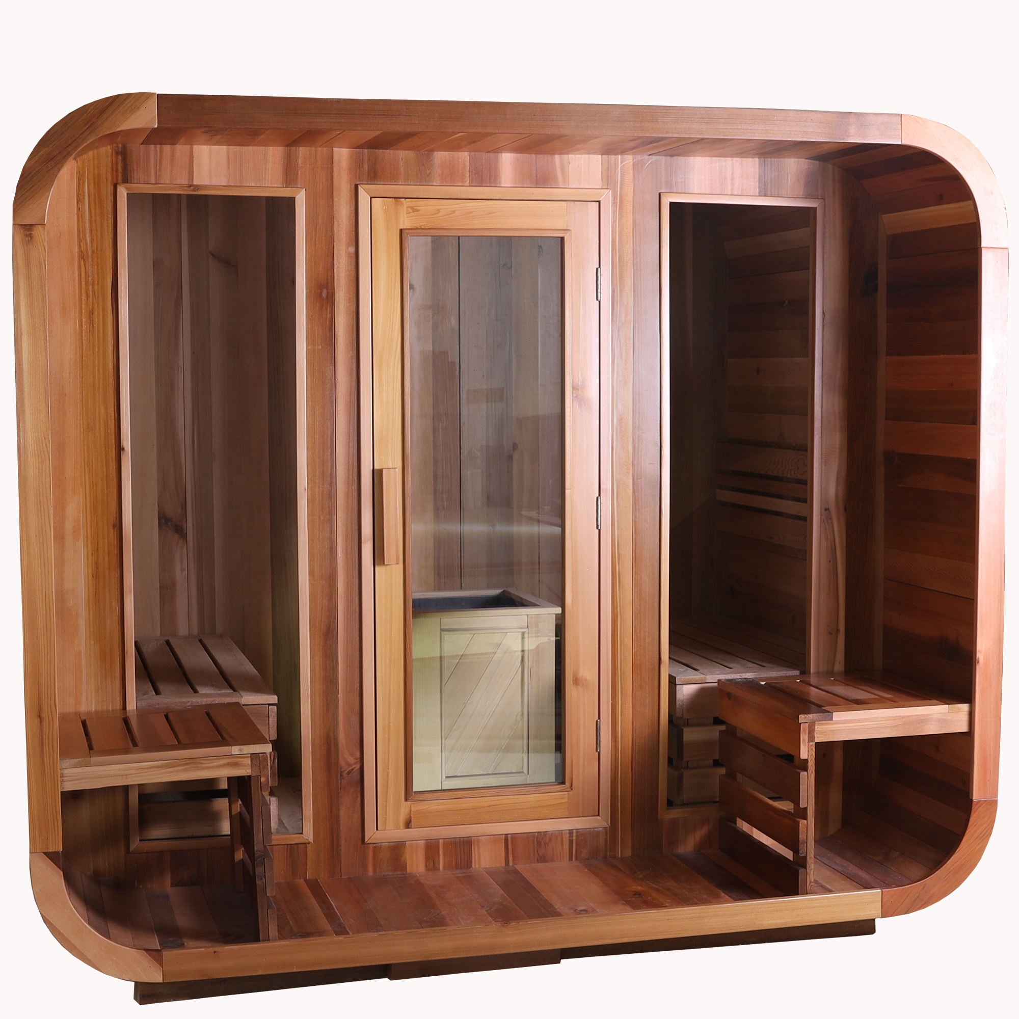 Rounded Outdoor Sauna with Twin Side Benches CSA-889 reference view 3