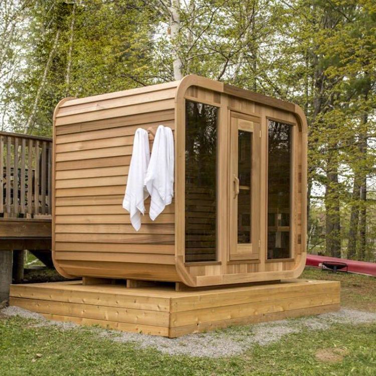 Rounded Outdoor Sauna with Twin Side Benches CSA-889 reference view 4