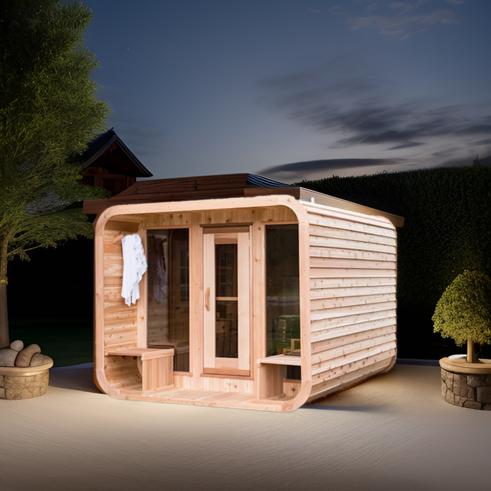 Rounded Outdoor Sauna with Twin Side Benches CSA-889 reference view 6