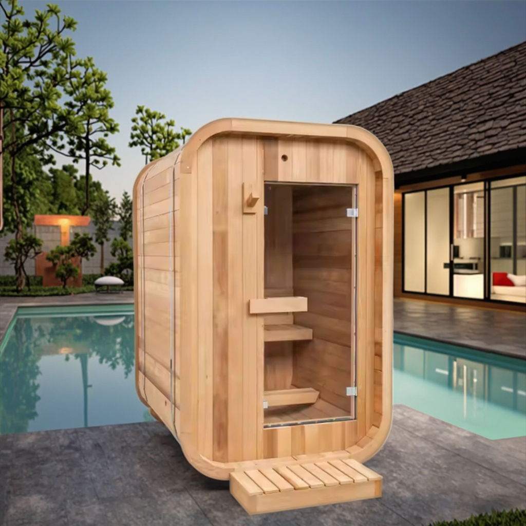 Two-Person Rounded Red Cedar Outdoor Sauna CSA-892 reference view 3