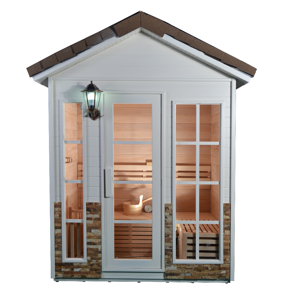 3-4 Person White Gable Outdoor Sauna Cabin product image