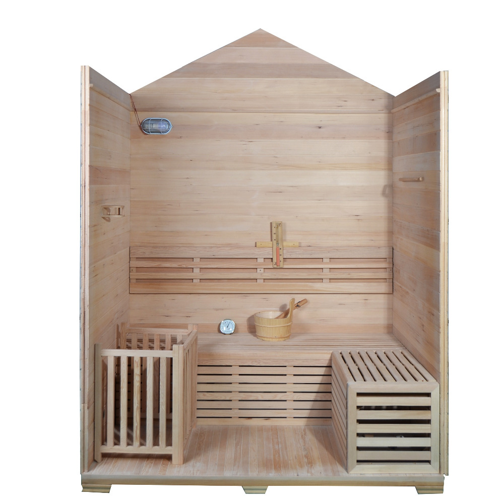 3-4 Person White Gable Outdoor Sauna Cabin CSA-894 reference view 4