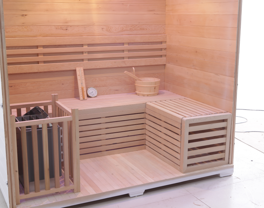 3-4 Person White Gable Outdoor Sauna Cabin CSA-894 reference view 6