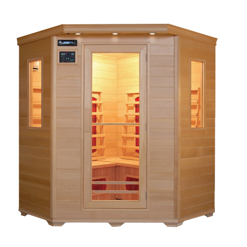 Corner Hemlock Infrared Sauna with Glazed Front product image