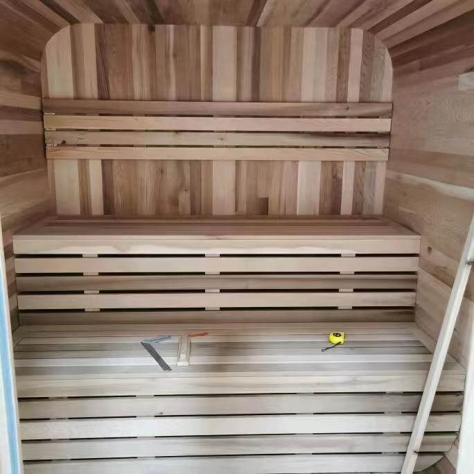 Rounded Cube Outdoor Sauna with Twin Glass Panels CSA-900 reference view 5