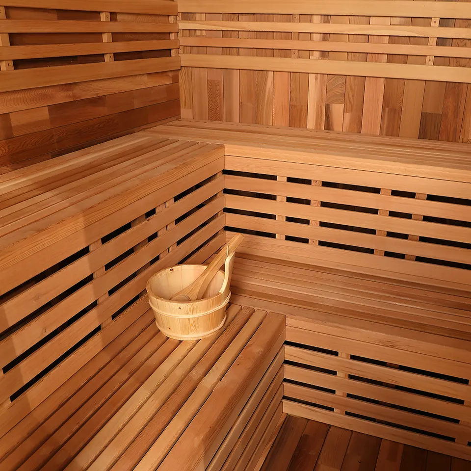 Rounded Cube Outdoor Sauna with Twin Glass Panels CSA-900 reference view 6