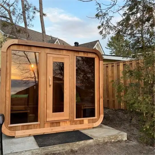 Rounded Cube Outdoor Sauna with Side Benches CSA-901 reference view 2