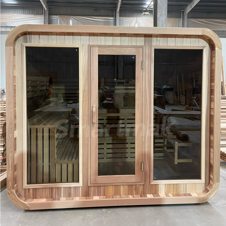 Rounded Cube Outdoor Sauna with Side Benches CSA-901 reference view 4