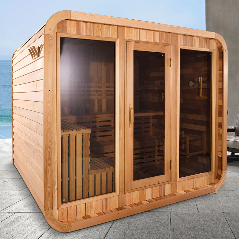 Rounded Cube Outdoor Sauna with Side Benches CSA-901 reference view 5