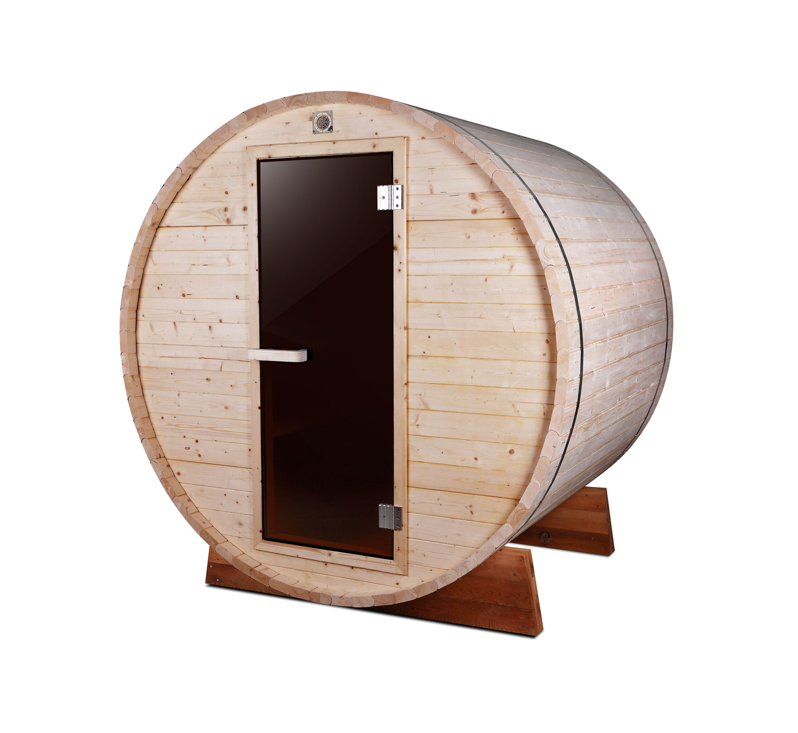 Round-Front Barrel Sauna with Twin Porch Benches CSA-902 reference view 5