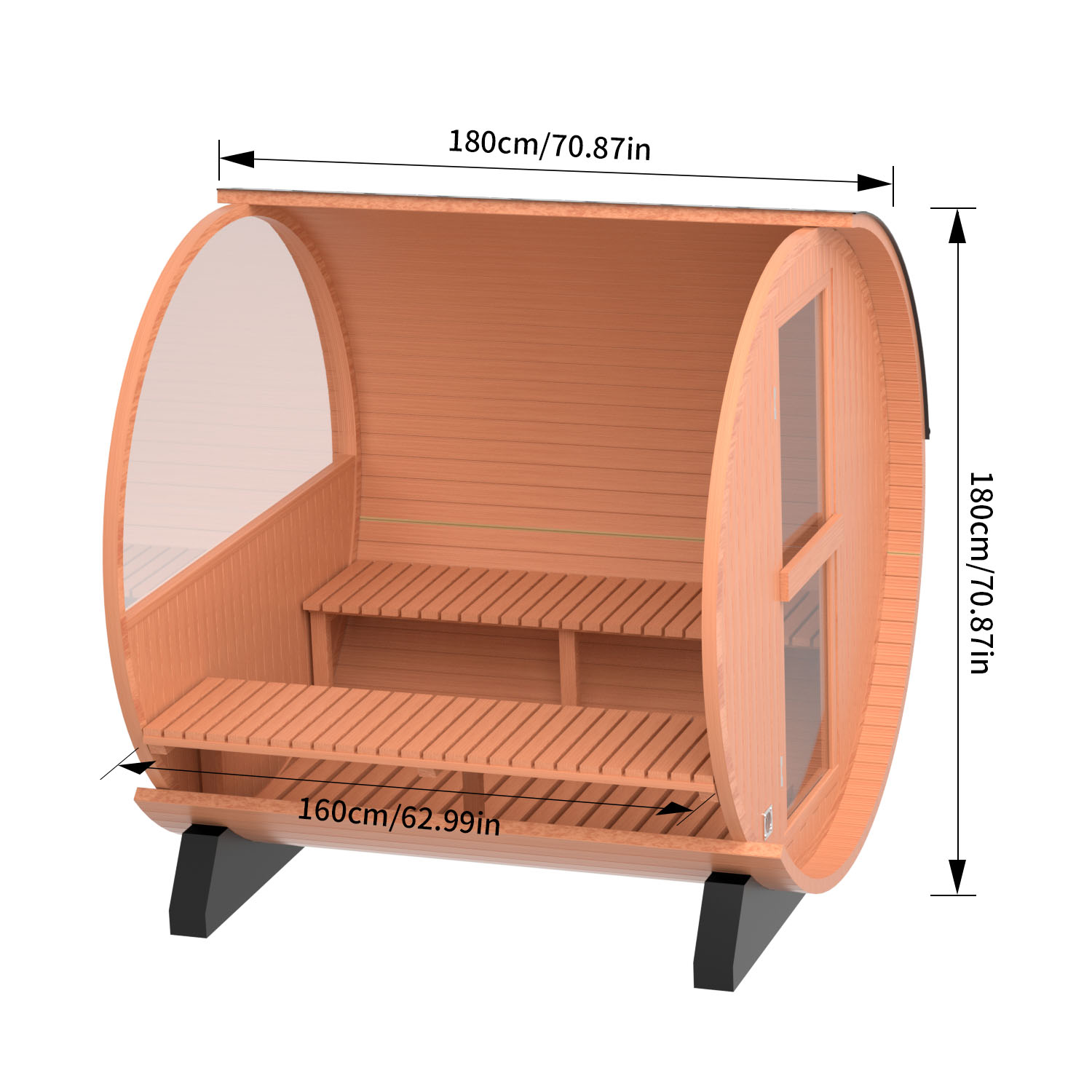 Four-to-Six-Person Solid Wood Barrel Sauna CSA-903 reference view 3
