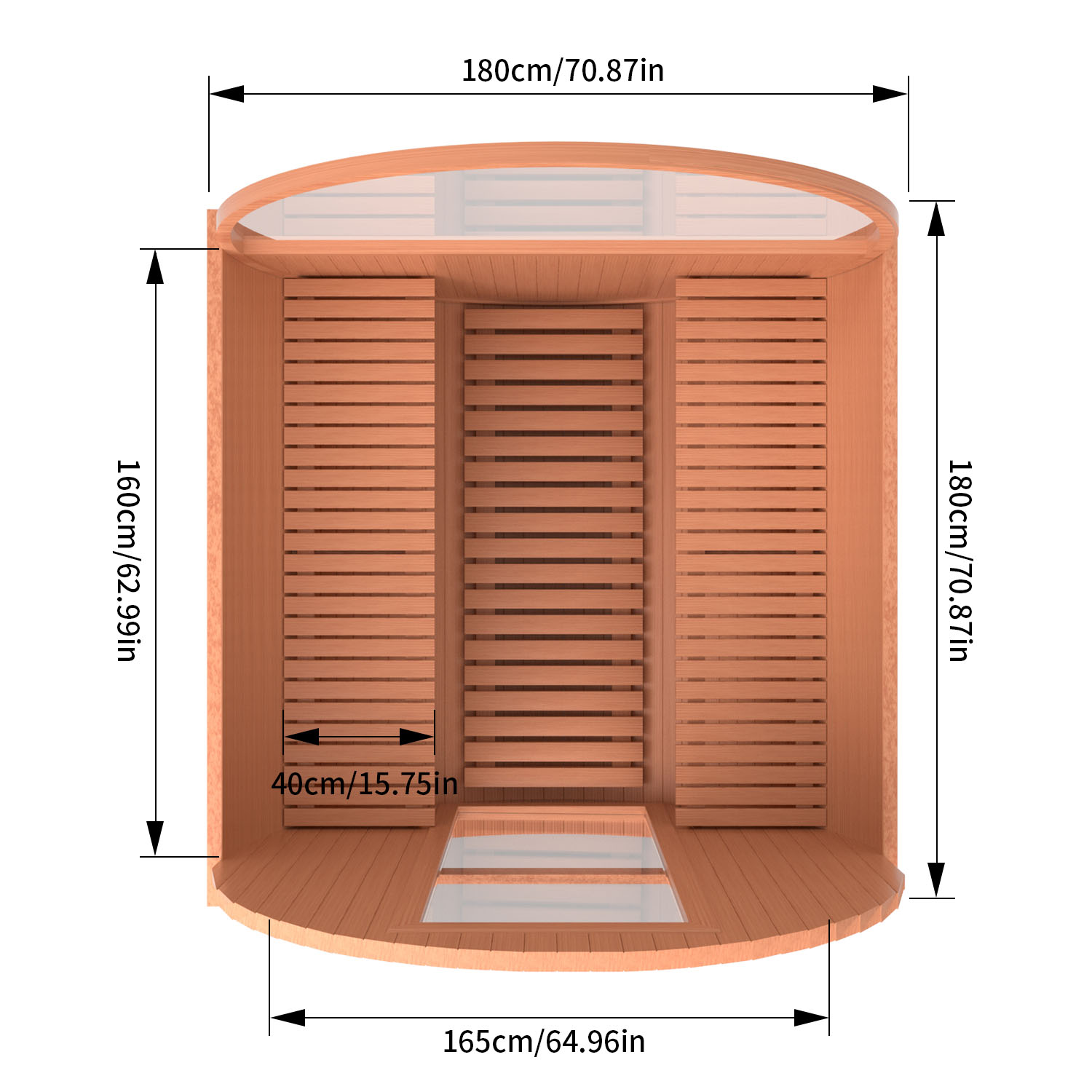 Four-to-Six-Person Solid Wood Barrel Sauna CSA-903 reference view 4