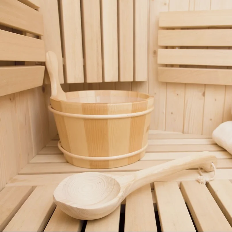 Round Cedar Sauna with Full-Glass End Wall CSA-905 reference view 3