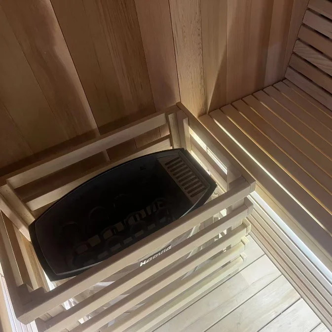 Round Cedar Sauna with Full-Glass End Wall CSA-905 reference view 5