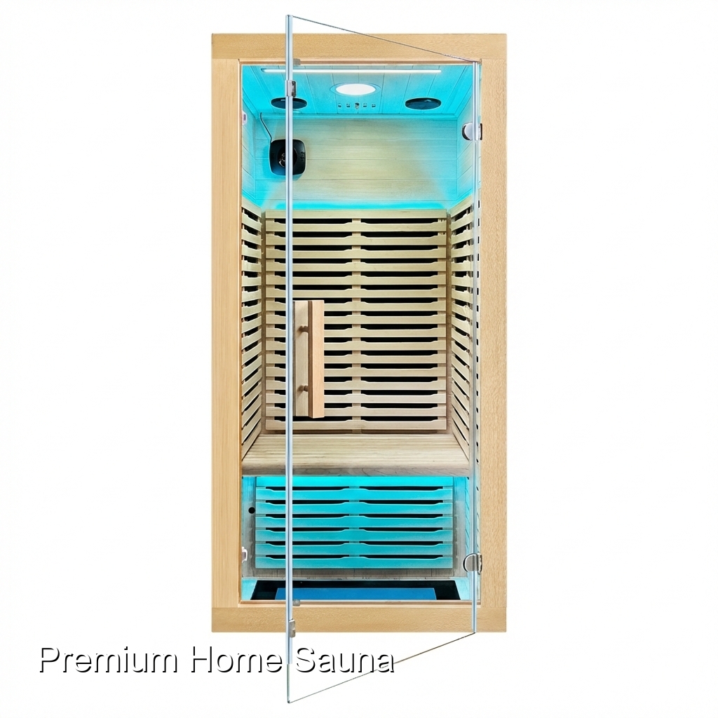 Single-Seat Infrared Sauna with Blue Interior Light product image