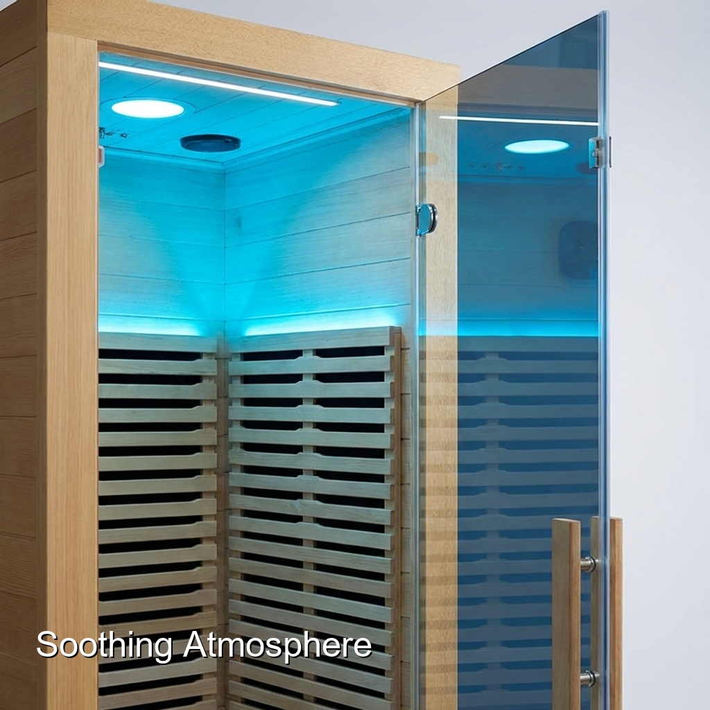 Single-Seat Infrared Sauna with Blue Interior Light CSA-906 reference view 2