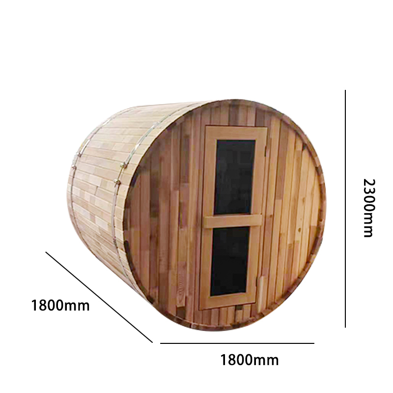 Faceted Barrel Sauna with Paired Entry Benches CSA-907 reference view 2