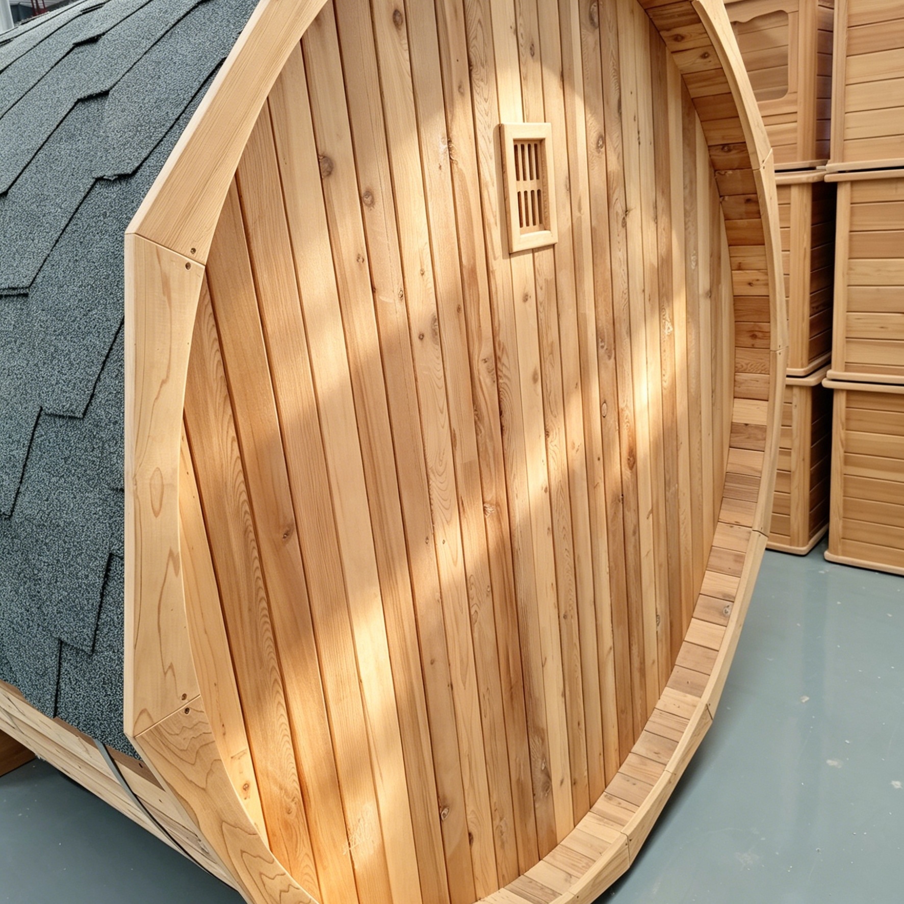 Faceted Barrel Sauna with Paired Entry Benches CSA-907 reference view 6