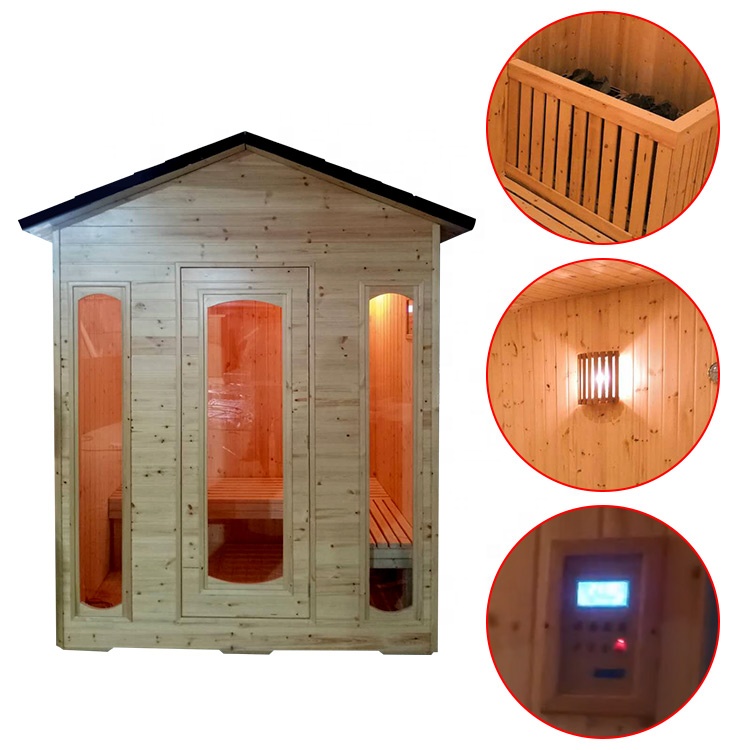 Three-Window Gable-Roof Sauna Cabin CSA-910 reference view 3
