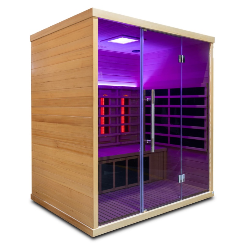 Wide Full-Glass Infrared Sauna with Color Lighting CSA-911 reference view 2